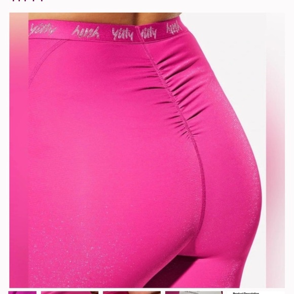 Yitty spotlight shaping‎ Barbie pink shimmer high rise ruched leggings size M - Picture 8 of 10